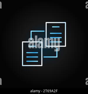 Two Document papers linear vector colored icon or symbol on dark background Stock Vector