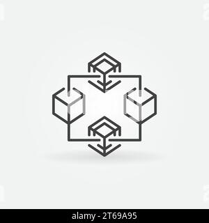 Blockchain crypto vector thin line icon or design element Stock Vector