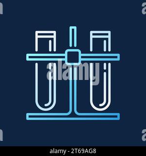 Two Test-Tubes on rack vector linear colored concept icon on dark background Stock Vector
