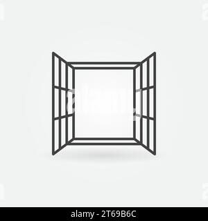 Opened window vector line concept icon or design element Stock Vector