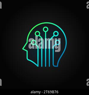 AI cyberbrain green icon - vector artificial intelligence brain concept ...