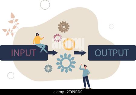 Algorithm data input and output process visualization.Programming and coding set of rules for website automation and information management. Stock Vector