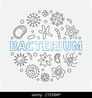 Bacterium round vector microbiology illustration made with bacteria concept outline icons Stock Vector