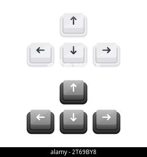 Set of Vector Arrow Keys in Light and Dark Themes for User Interface Design. Stock Vector