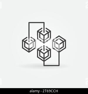 Blockchain cryptocurrency outline concept icon. Block chain technology vector sign in thin line style Stock Vector