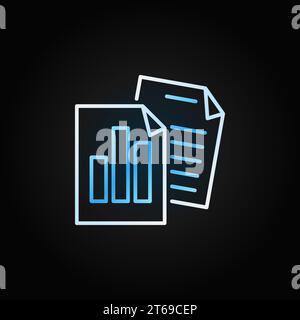 Business reports vector creative line icon or symbol on dark background Stock Vector
