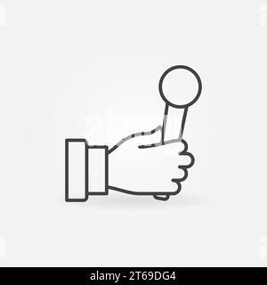 Handheld Interview Microphone in Hand vector icon in thin line style Stock Vector