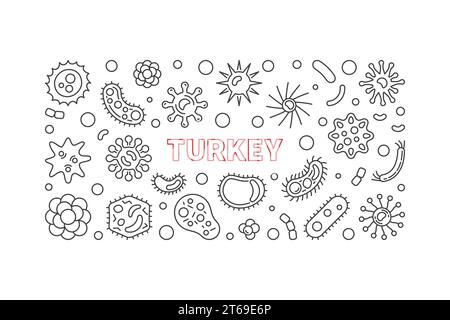 Coronavirus disease in Turkey vector concept outline horizontal illustration or banner Stock Vector