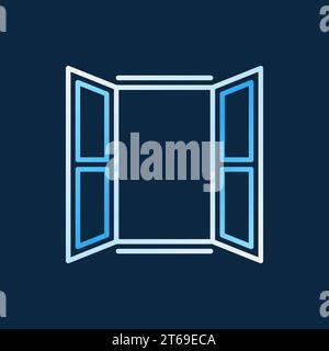 Opened window colored icon. Vector creative symbol in linear style on dark blue background Stock Vector