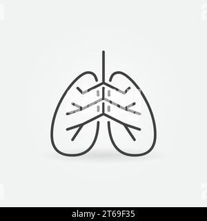 Lungs vector concept minimal icon or sign in outline style Stock Vector