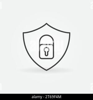 Shield with Padlock linear icon. Vector Cyber Security outline concept symbol Stock Vector