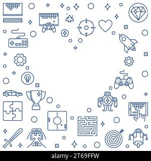 Video Games Heart Frame vector outline concept illustration Stock Vector
