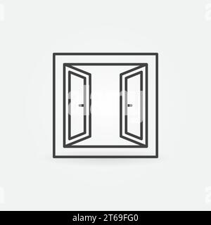 Opened window icon. Vector concept symbol in thin line style Stock Vector