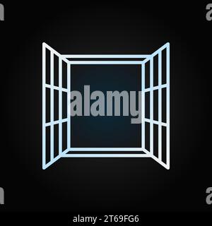 Opened window vector line creative colored icon or design element on dark background Stock Vector