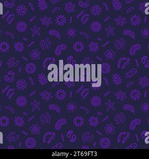 Bacterium vector creative seamless pattern or background in outline style Stock Vector