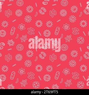 Seamless red bacterium pattern or background. Vector illustration Stock Vector