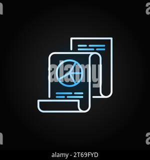 Business Statistics Report vector colorful icon or symbol in outline style on dark background Stock Vector