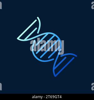 DNA vector blue concept outline icon or logo element on dark background Stock Vector