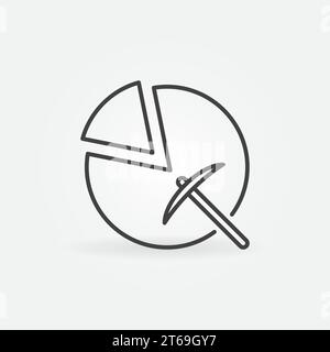 Pie Chart with Pick vector Data Mining concept line icon or symbol Stock Vector