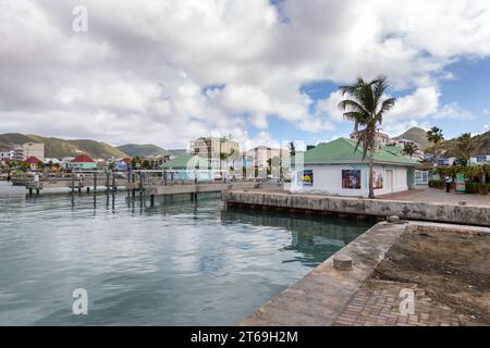 Marina in the Great Bay at Phillipsburg, St. Maarten in the Caribbean Sea Stock Photo