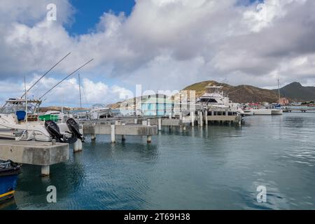 Marina in the Great Bay at Phillipsburg, St. Maarten in the Caribbean Sea Stock Photo