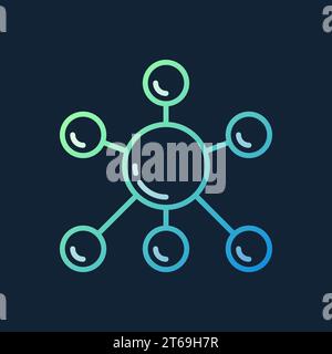 Molecule vector modern colorful outline icon or logo on dark background Stock Vector