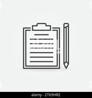 Clipboard with pencil outline vector icon or symbol Stock Vector