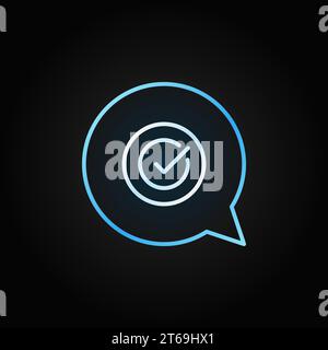 Speech Bubble with Check Mark vector colored linear icon or logo element on dark background Stock Vector