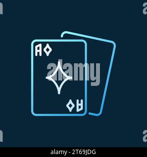 Playing cards vector colored outline icon - poker concept sign on dark background Stock Vector