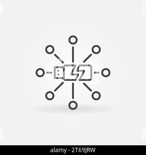 Corrupted USB Stick with Circles vector line icon or symbol Stock Vector