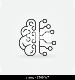 Artificial intelligence brain line icon. Vector Cyberbrain concept outline symbol or logo element Stock Vector