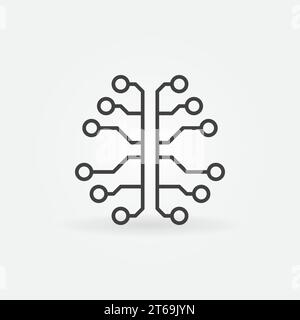 Artificial Intelligence brain linear icon. Vector cyberbrain concept sign in thin line style Stock Vector