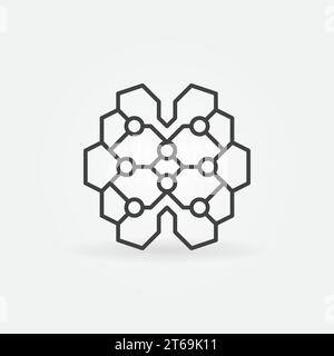 Geometric digital brain linear icon. Vector AI cyberbrain concept sign in thin line style Stock Vector