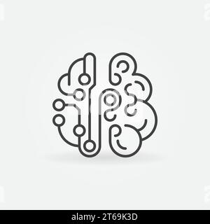 Cyberbrain concept line icon. Vector abstract Smart Brain modern symbol Stock Vector