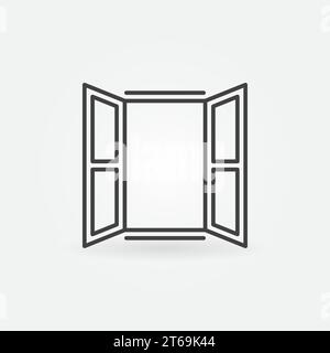Opened window icon. Vector creative symbol in linear style Stock Vector