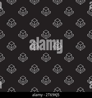 Augmented Reality Cube vector dark concept seamless pattern or background Stock Vector