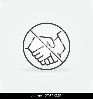 No Handshake linear icon. Stop contact vector concept sign in outline style Stock Vector