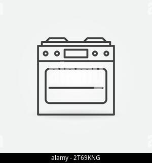 Gas Stove with Oven outline vector concept icon or symbol. Front View Stock Vector