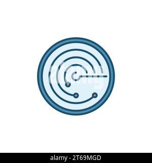 Radiolocation or Radar vector concept round colored icon or sign Stock Vector