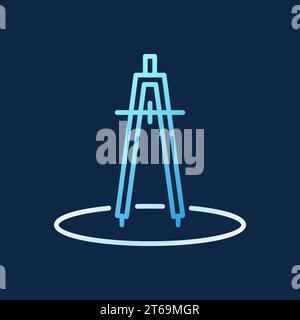 Pair of compasses vector colorful outline concept icon or logo element on dark background Stock Vector