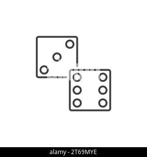 Dice vector linear icon. Dices concept symbol in thin line style Stock Vector