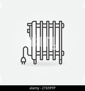 Electric Oil Filled Radiator Heater vector outline icon or symbol Stock Vector