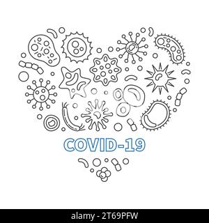 Covid-19 Corona Virus Heart vector outline concept illustration Stock Vector