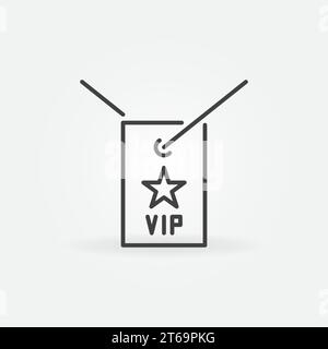 VIP neck tag icon logo sign vector outline in black and white color ...