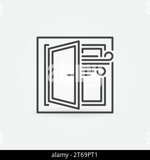Opened Window vector Airing the Room concept icon or symbol in thin line style Stock Vector