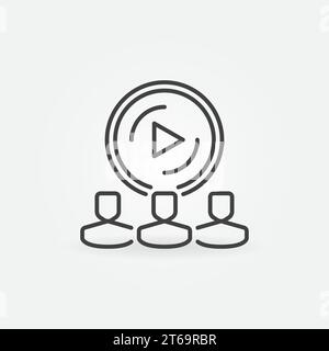 People watch Video Blogs outline icon. Vector Audience concept linear symbol Stock Vector