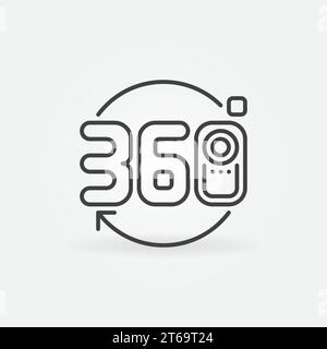 360 camera vector icon or logo in thin line style Stock Vector