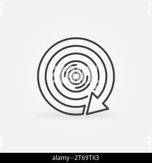 360 degree camera with arrow vector concept icon or symbol in linear style Stock Vector