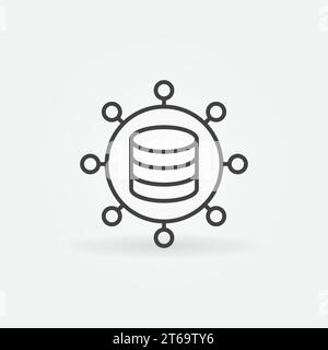 Data Mining Technology vector concept round icon or symbol in thin line style Stock Vector