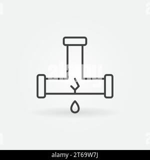 Leaking Water Pipe vector Plumbing concept icon or symbol in thin line style Stock Vector